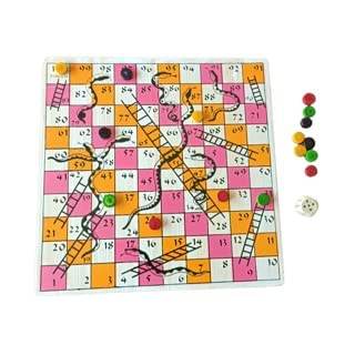 Wooden Ludo Snakes and Ladders Board Game for Kids Adults - BulkBy