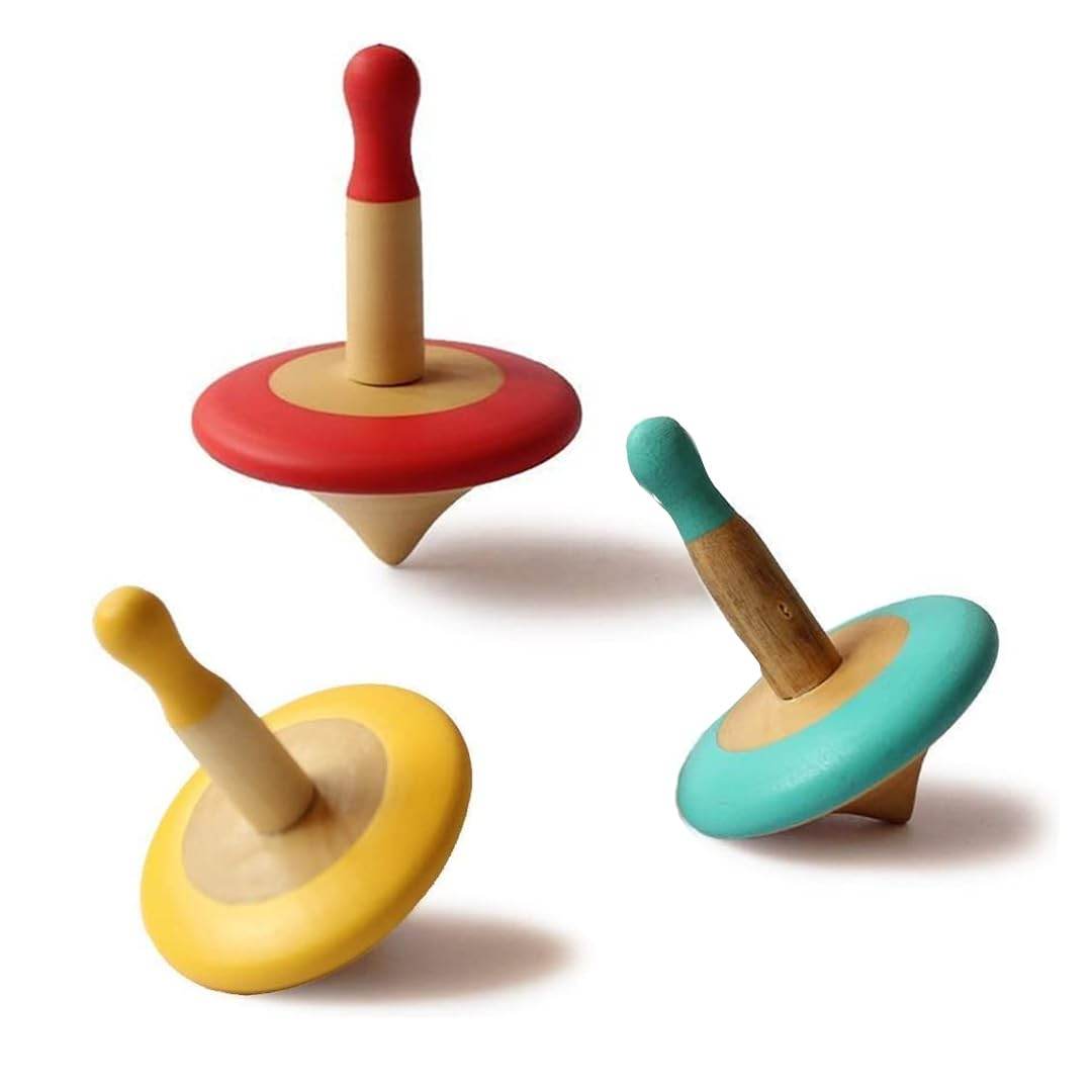 Wooden Spinning Top Toy for Kids & Children - BulkBy