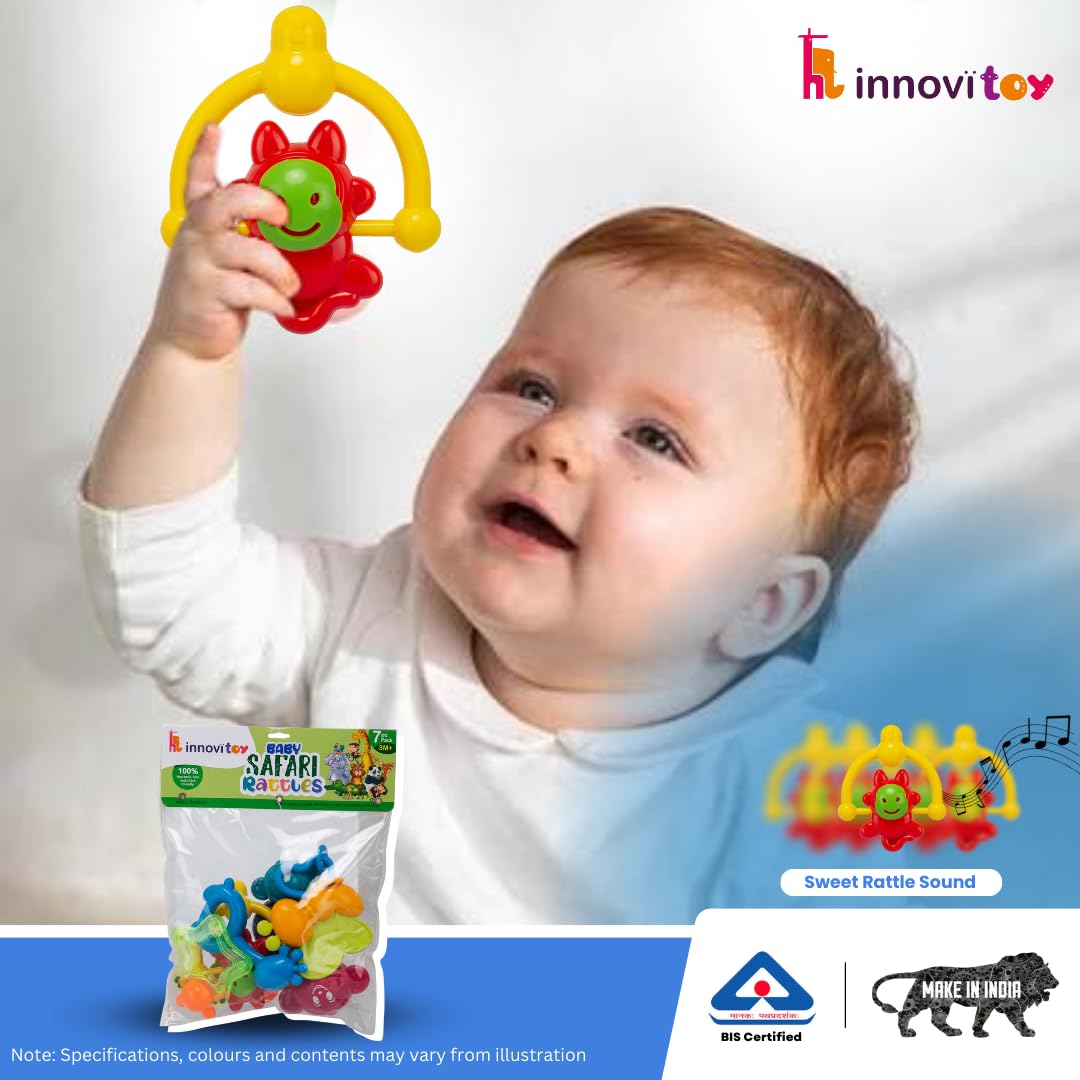 6 Pcs Rattle Set Toys with Teether for New Born, Babies and Infants Safe Non Toxic Premium Quality Baby Shower Gift Set