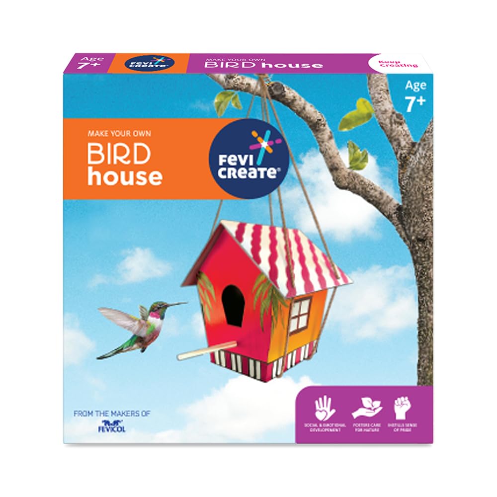 Fevicreate Bird House Craft Kit DIY for Kids 5+ | Paint & Hang