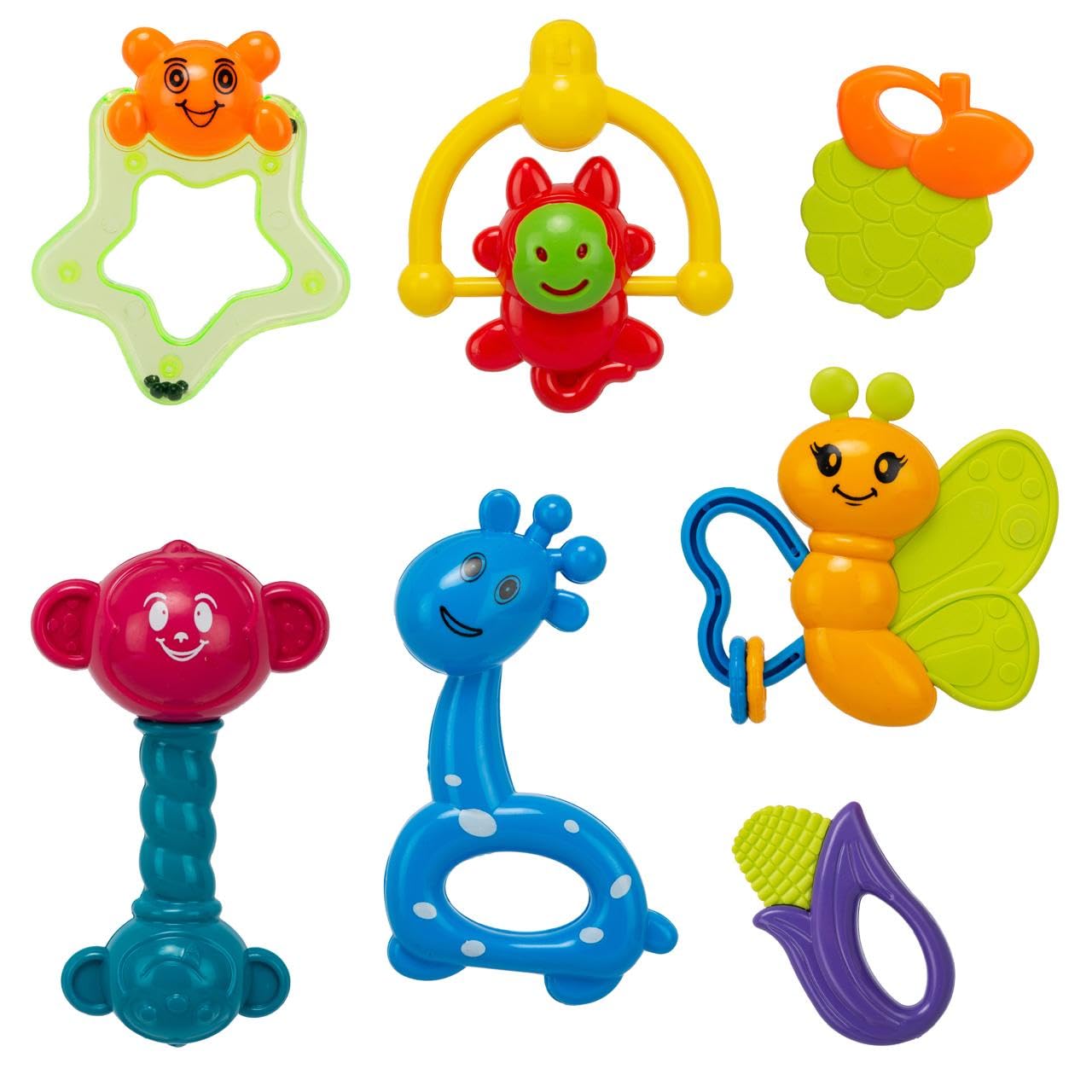 6 Pcs Rattle Set Toys with Teether for New Born, Babies and Infants Safe Non Toxic Premium Quality Baby Shower Gift Set