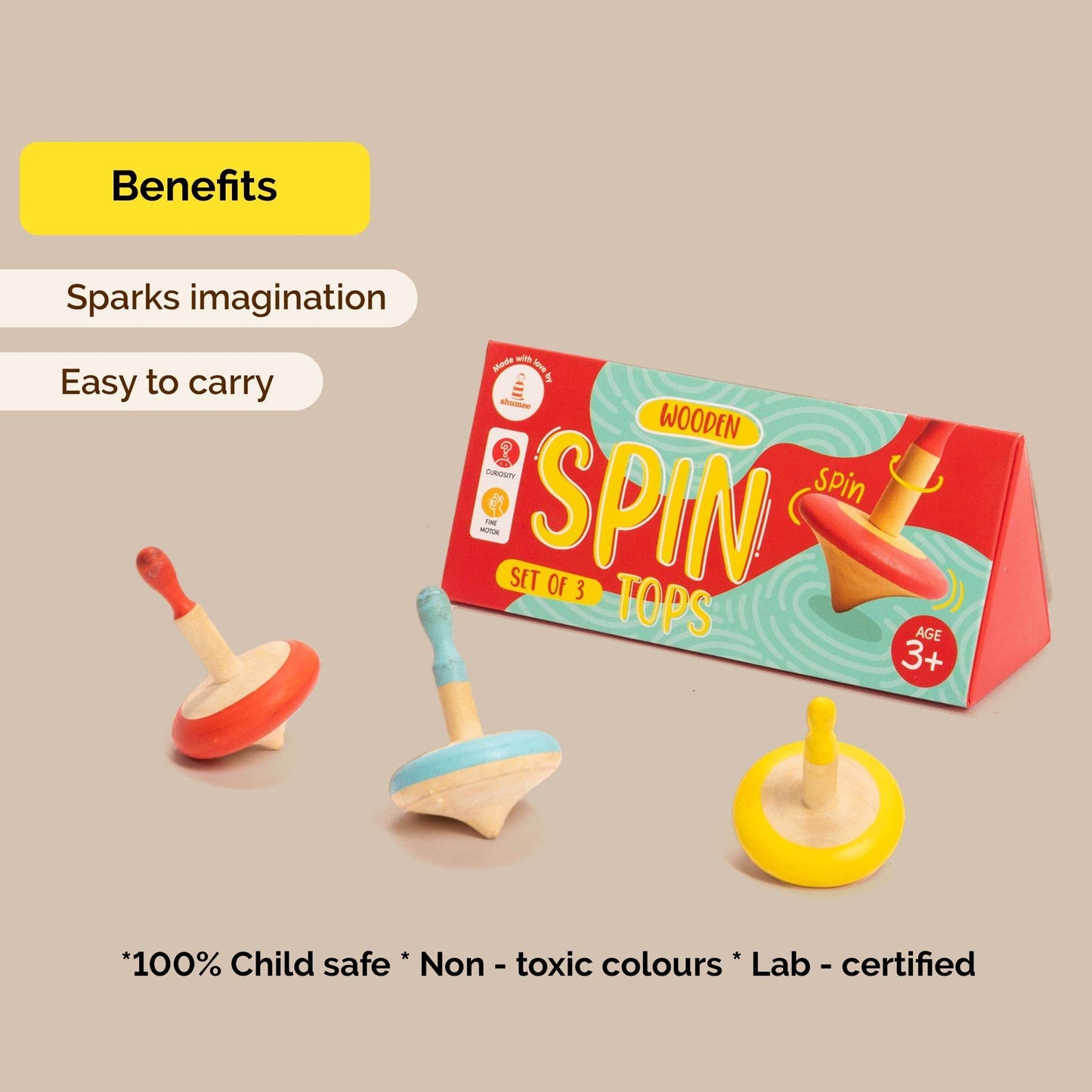 Wooden Spinning Top Toy for Kids & Children - BulkBy