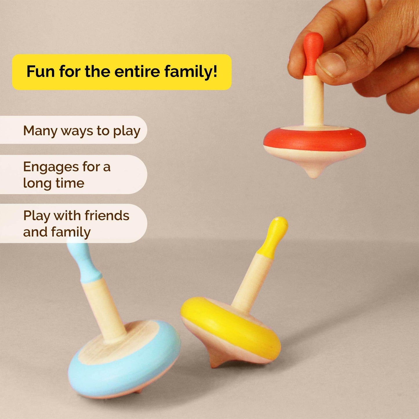 Wooden Spinning Top Toy for Kids & Children - BulkBy