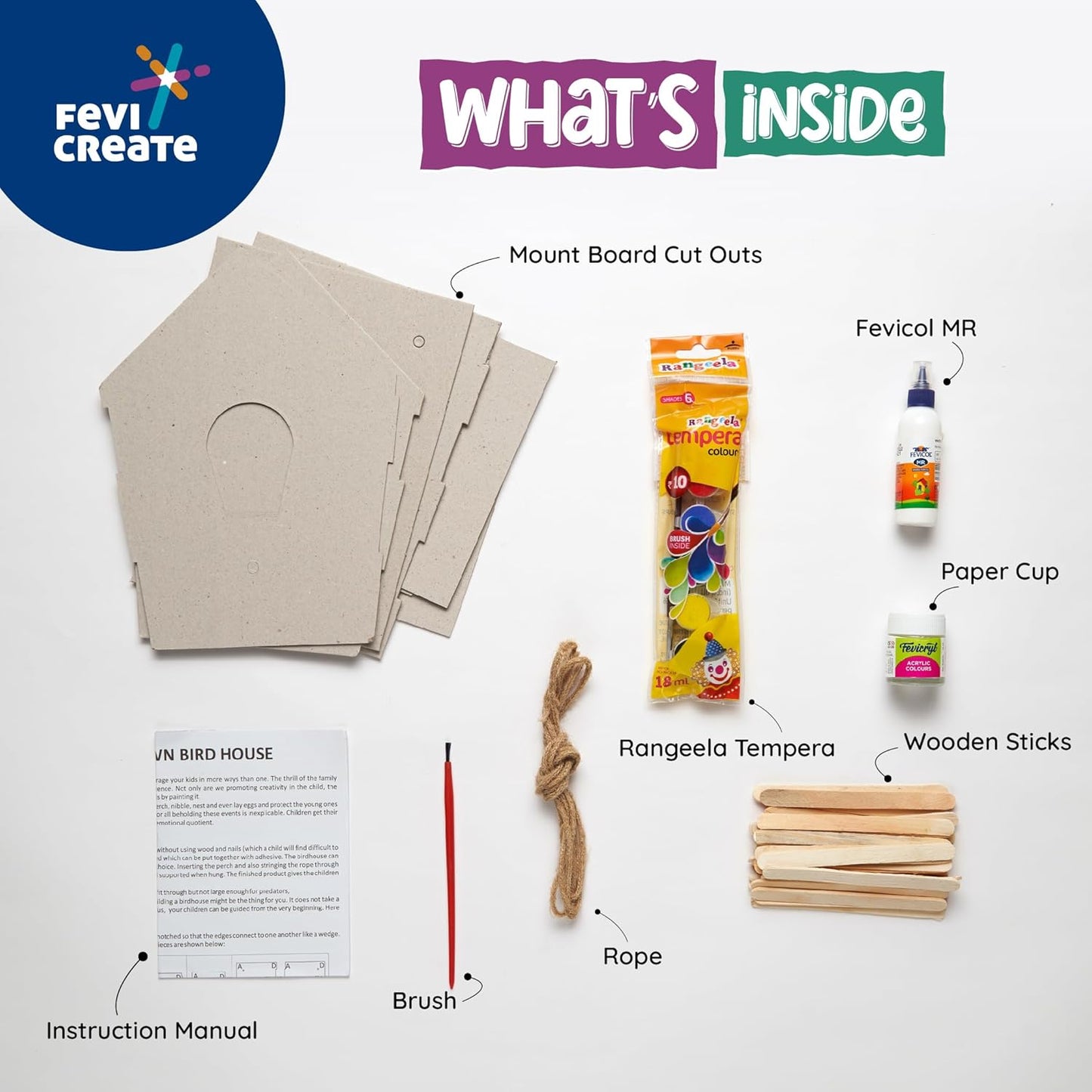 Fevicreate Bird House Craft Kit DIY for Kids 5+ | Paint & Hang