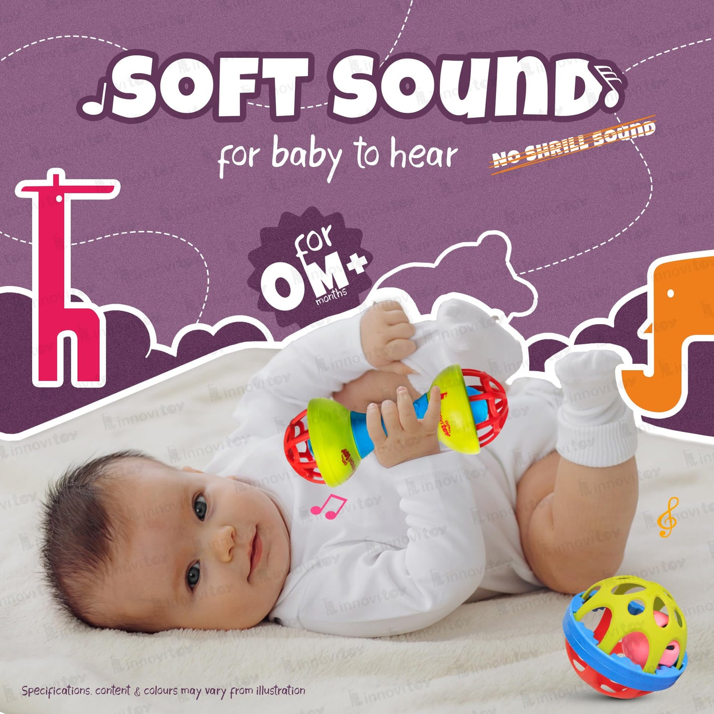 6 Pcs Rattle Set Toys with Teether for New Born, Babies and Infants Safe Non Toxic Premium Quality Baby Shower Gift Set