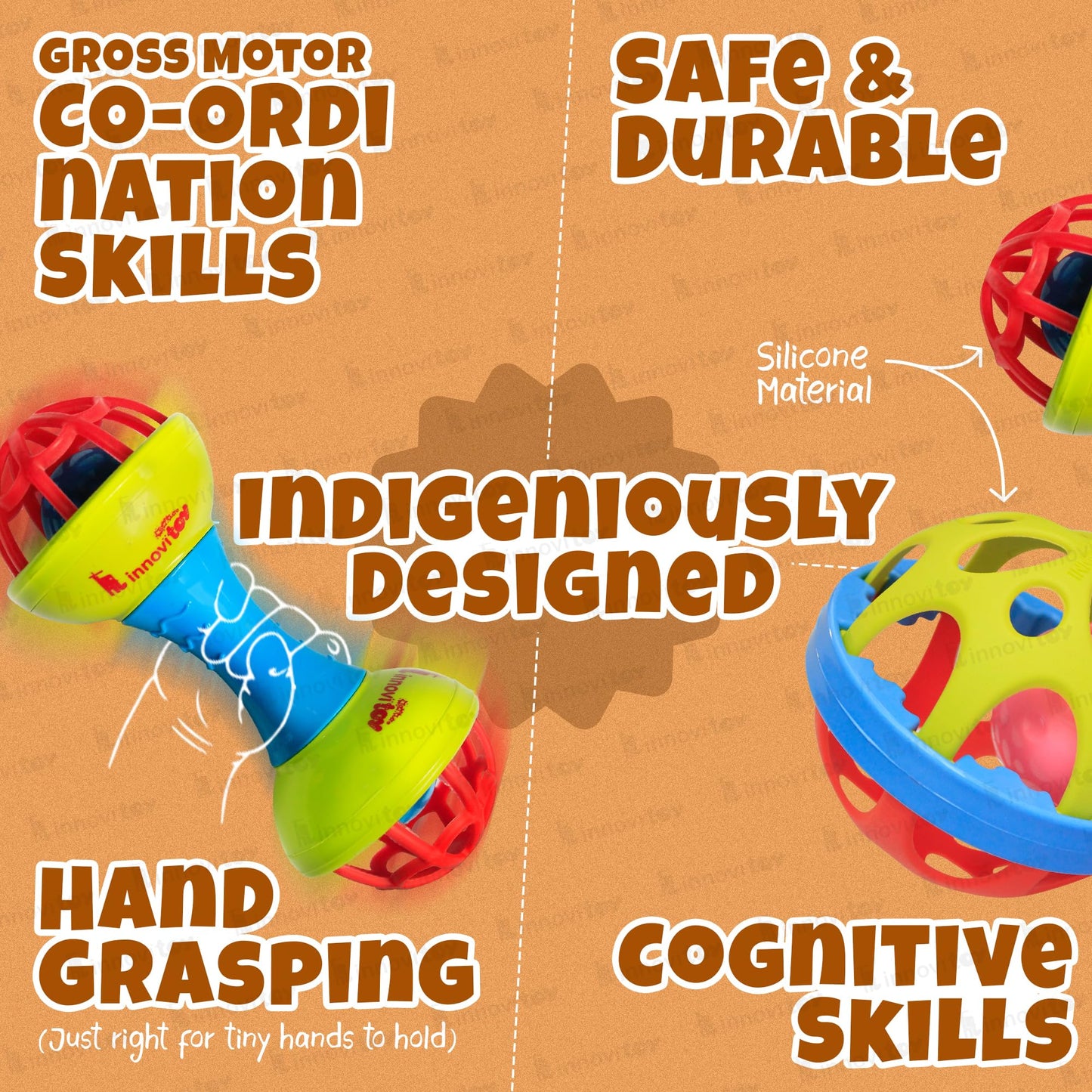 6 Pcs Rattle Set Toys with Teether for New Born, Babies and Infants Safe Non Toxic Premium Quality Baby Shower Gift Set
