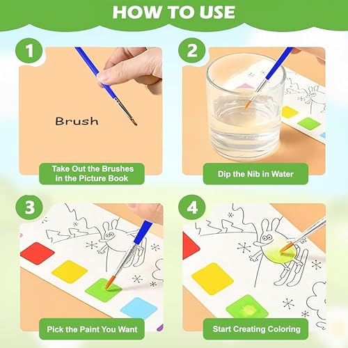 Water Color Painting Book Notepad for Kids with Painting Brush