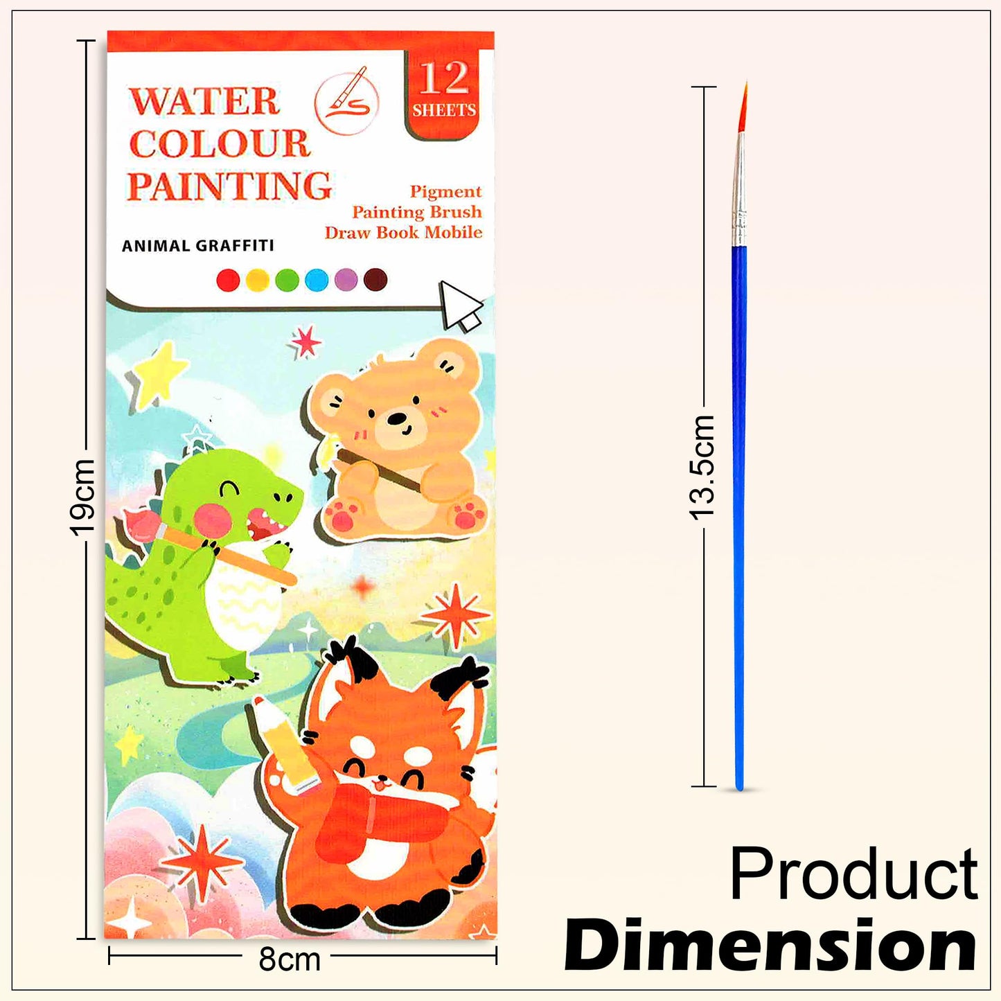 Water Color Painting Book Notepad for Kids with Painting Brush