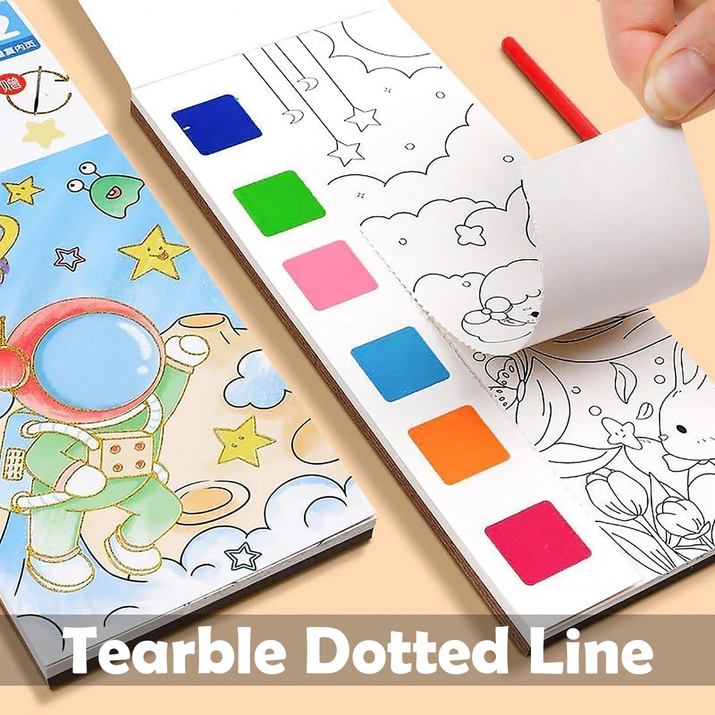 Water Color Painting Book Notepad for Kids with Painting Brush