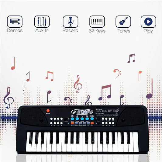 37 Keys Piano Keyboard Toy with Microphone, USB Power Cable & Sound Recording Function Analog Portable Keyboard - BulkBy