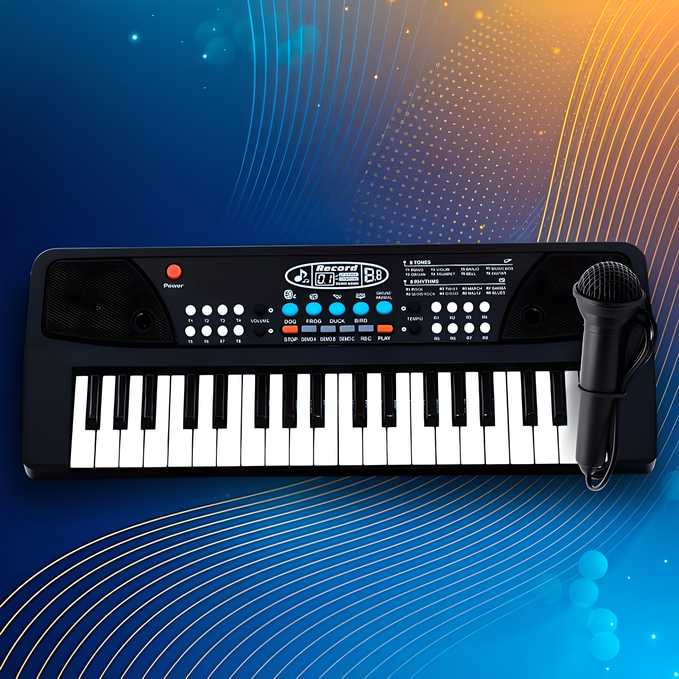 37 Keys Piano Keyboard Toy with Microphone, USB Power Cable & Sound Recording Function Analog Portable Keyboard - BulkBy