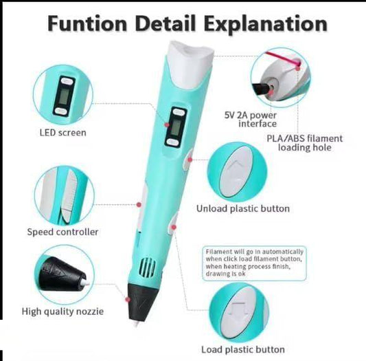 3D Printer Pen for Kids ? Complete 3D Drawing Pen Set with PLA Filament (Random Color)� - BulkBy