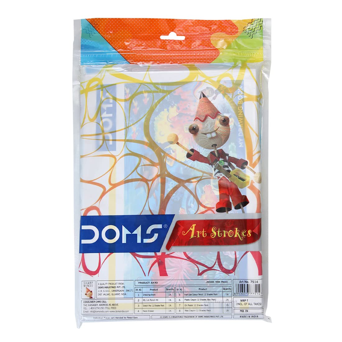 Doms Art Strokes Kit | Perfect Value Pack | Kit for Creative Minds | Gifting Range for Kids | Combination of 10 Stationery Items | Pack of 1