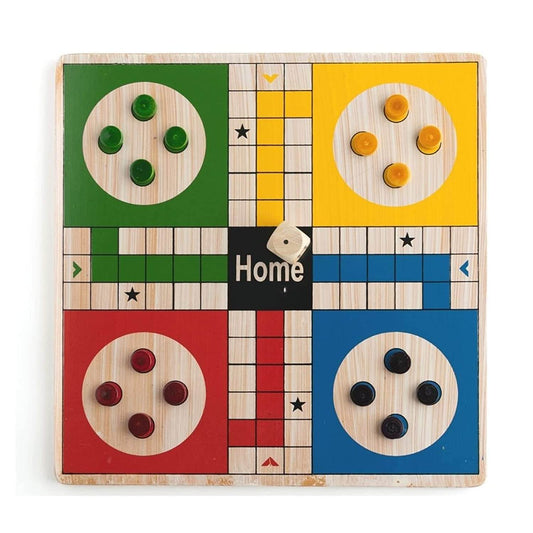 Wooden Ludo Snakes and Ladders Board Game for Kids Adults - BulkBy