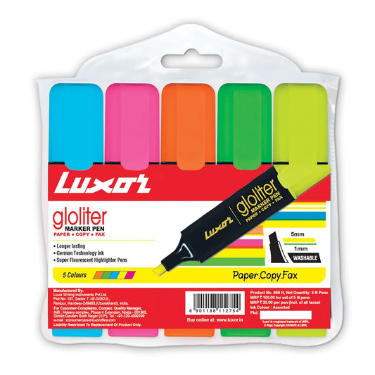 Luxor 886 N Highlighters - Set Of 5, Multicolor