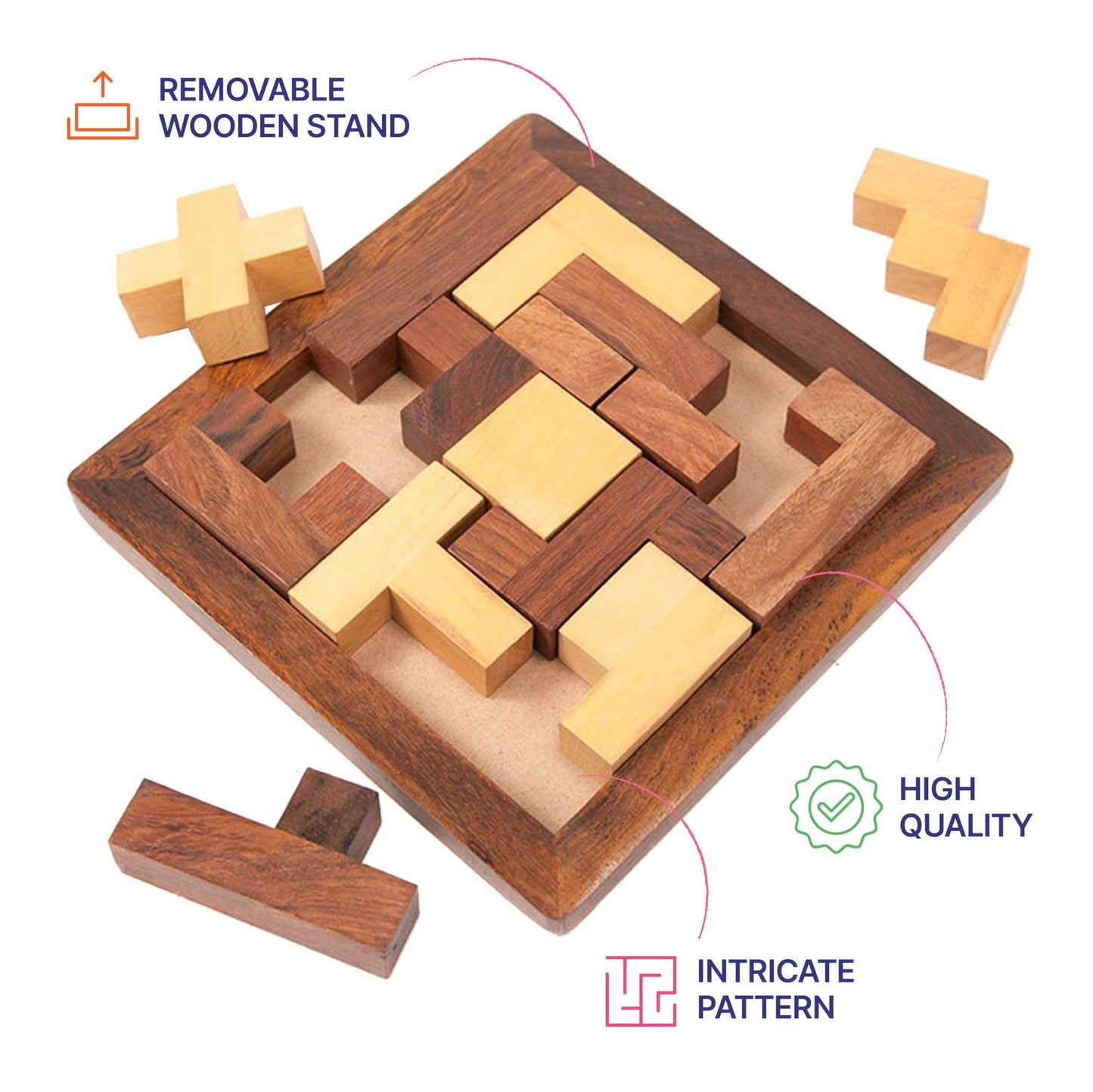 Wooden Pentomino 3D Puzzle Toy for Kids 4+ Years - BulkBy