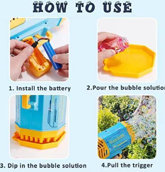 Bubble Gun Machine Kids Automatic Soap Based Bubble Blower - BulkBy