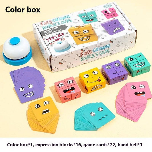 Children's Face Changing Rubik's Cube Building Block Puzzle Toy - BulkBy
