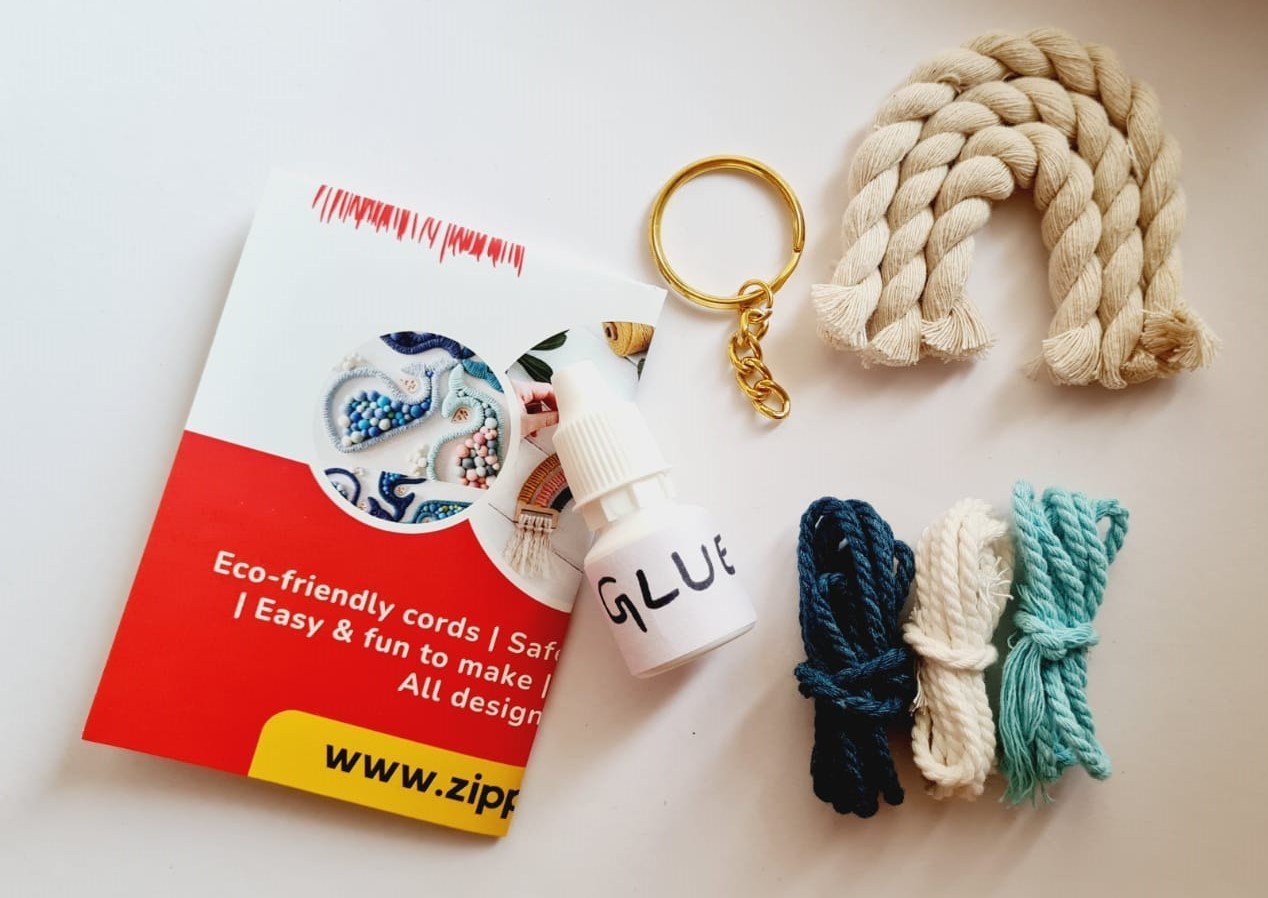 Blue DIY Macrame Keychain Kit