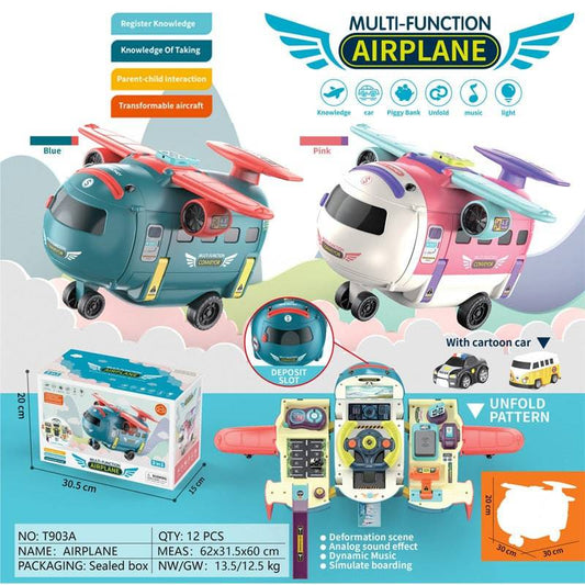 Early Education Transformation Machine Lighting Music Multi-mode Simulation Driving Children's Fun Coin Bank - BulkBy
