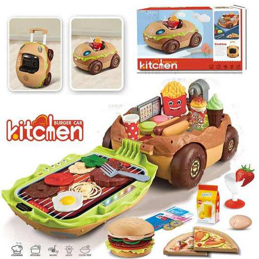 Large European And American Children Play House Kitchen Toy Hamburger Barbecue Cooking Kitchenware Tableware Sales Pushcart - BulkBy