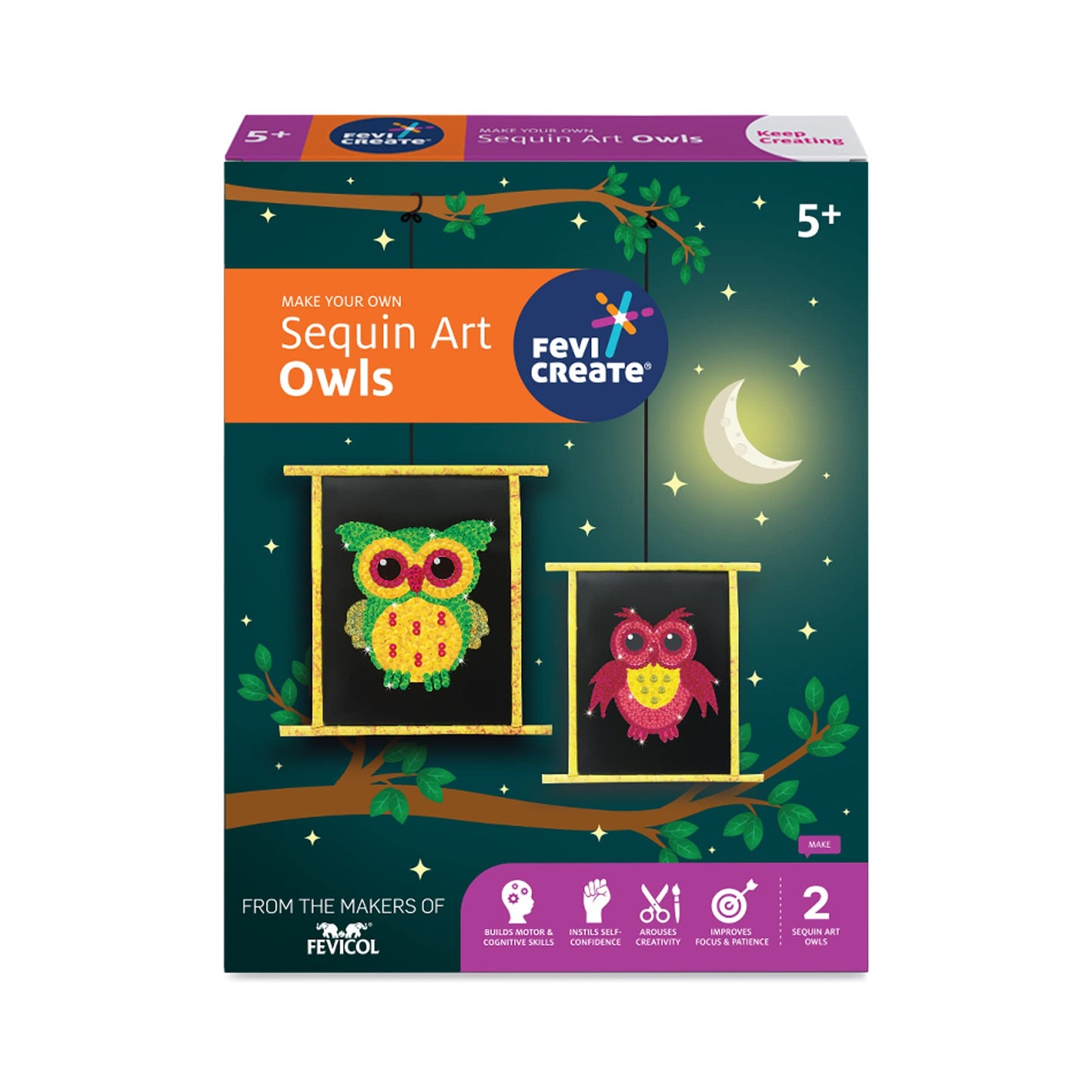 Sequin Art Craft Kit Owl Fridge Magnets By Fevicol Fevicreate