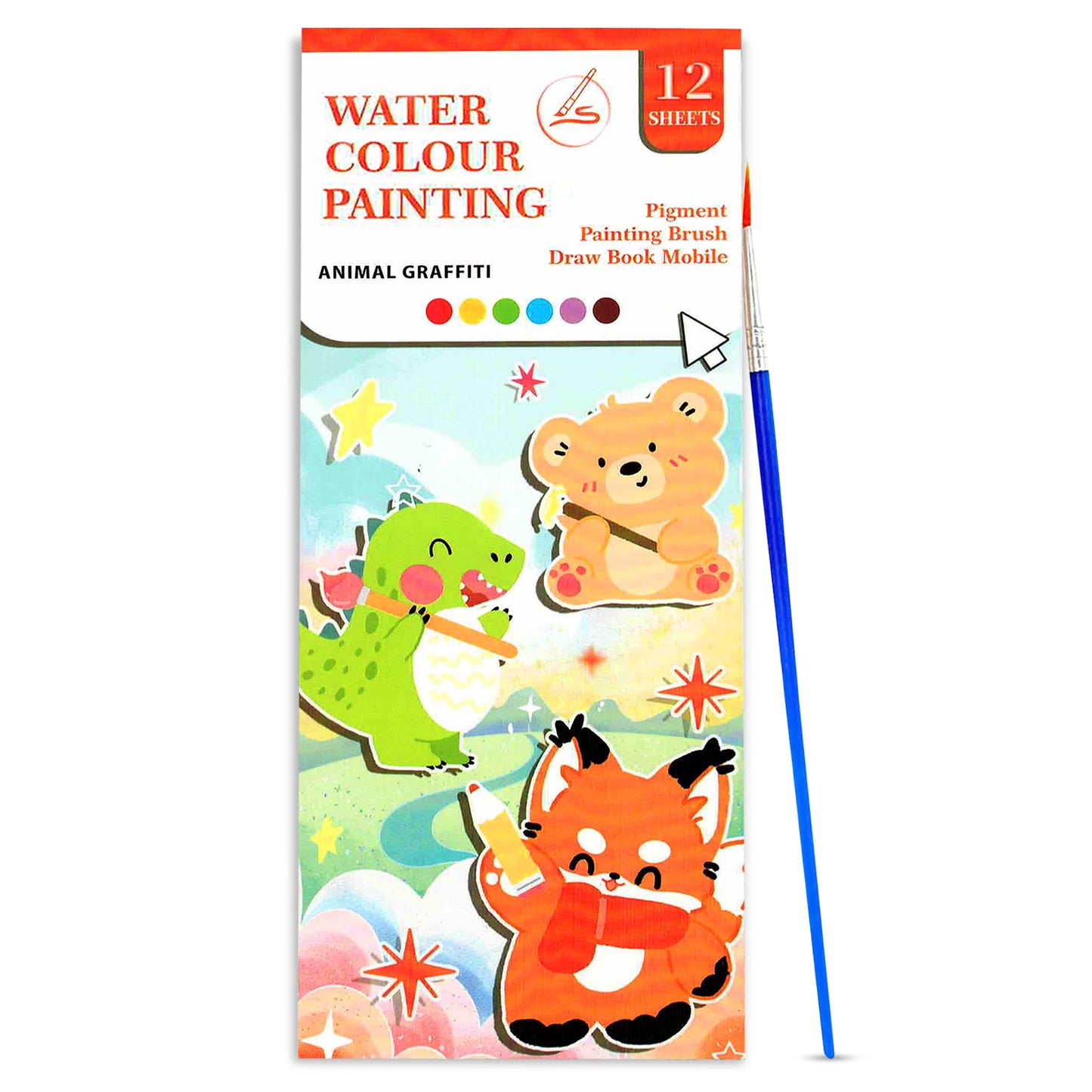 Water Color Painting Book Notepad for Kids with Painting Brush