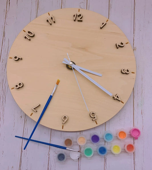 Wooden Wall Clock DIY Painting Kit for Kids