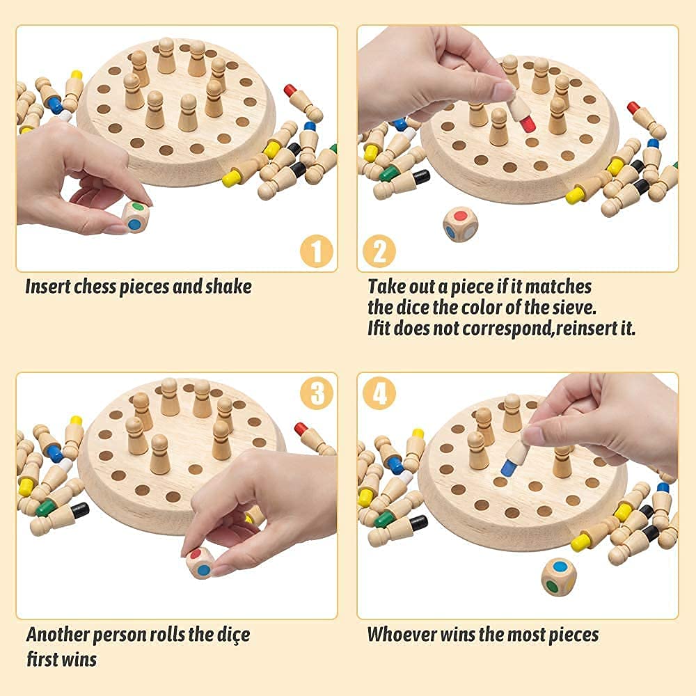 Wooden Memory Match Stick Chess Board Game for Kids